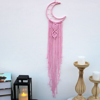 Kézzel készített Makramé Hold csillag Álomfogó falra akasztó Bohém Otthon Gobelin Dekor Lányok Gyerekek Dísz dekor Ajándék