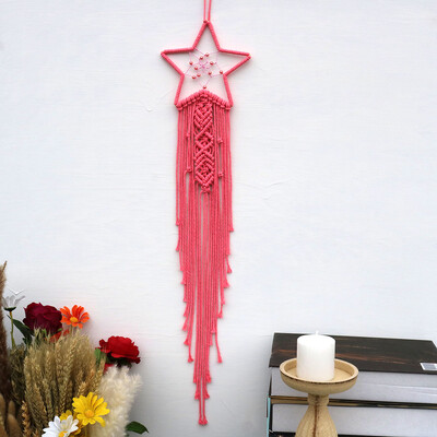 Kézzel készített Makramé Hold csillag Álomfogó falra akasztó Bohém Otthon Gobelin Dekor Lányok Gyerekek Dísz dekor Ajándék