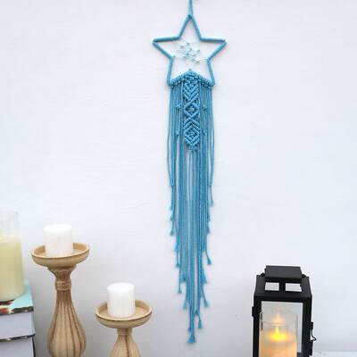 Kézzel készített Makramé Hold csillag Álomfogó falra akasztó Bohém Otthon Gobelin Dekor Lányok Gyerekek Dísz dekor Ajándék