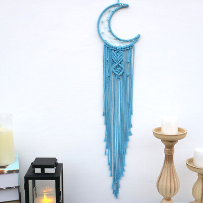Kézzel készített Makramé Hold csillag Álomfogó falra akasztó Bohém Otthon Gobelin Dekor Lányok Gyerekek Dísz dekor Ajándék