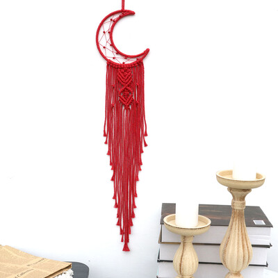 Kézzel készített Makramé Hold csillag Álomfogó falra akasztó Bohém Otthon Gobelin Dekor Lányok Gyerekek Dísz dekor Ajándék