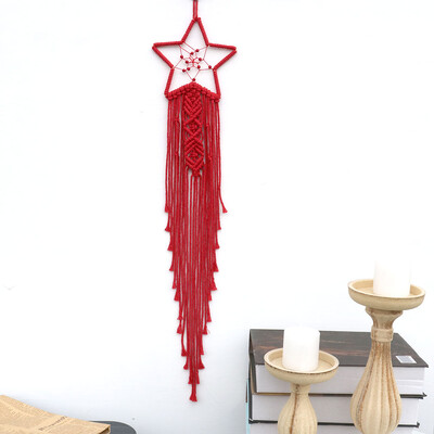 Kézzel készített Makramé Hold csillag Álomfogó falra akasztó Bohém Otthon Gobelin Dekor Lányok Gyerekek Dísz dekor Ajándék