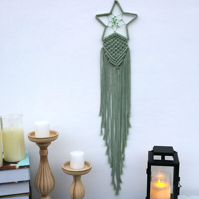 Kézzel készített Makramé Hold csillag Álomfogó falra akasztó Bohém Otthon Gobelin Dekor Lányok Gyerekek Dísz dekor Ajándék