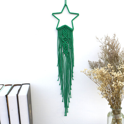 Kézzel készített Makramé Hold csillag Álomfogó falra akasztó Bohém Otthon Gobelin Dekor Lányok Gyerekek Dísz dekor Ajándék