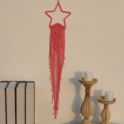 Kézzel készített Makramé Hold csillag Álomfogó falra akasztó Bohém Otthon Gobelin Dekor Lányok Gyerekek Dísz dekor Ajándék