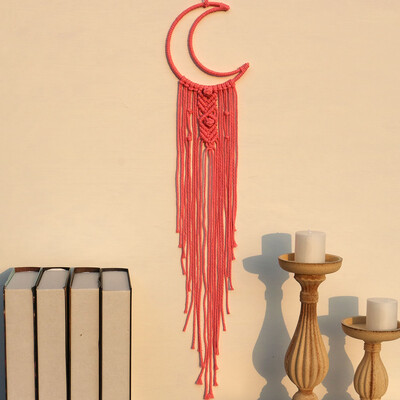 Kézzel készített Makramé Hold csillag Álomfogó falra akasztó Bohém Otthon Gobelin Dekor Lányok Gyerekek Dísz dekor Ajándék