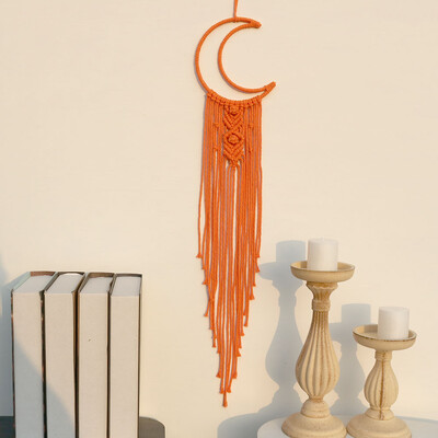 Kézzel készített Makramé Hold csillag Álomfogó falra akasztó Bohém Otthon Gobelin Dekor Lányok Gyerekek Dísz dekor Ajándék