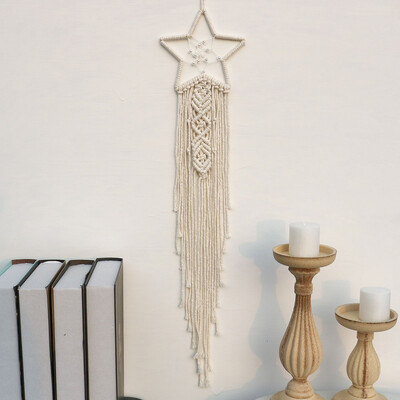 Kézzel készített Makramé Hold csillag Álomfogó falra akasztó Bohém Otthon Gobelin Dekor Lányok Gyerekek Dísz dekor Ajándék