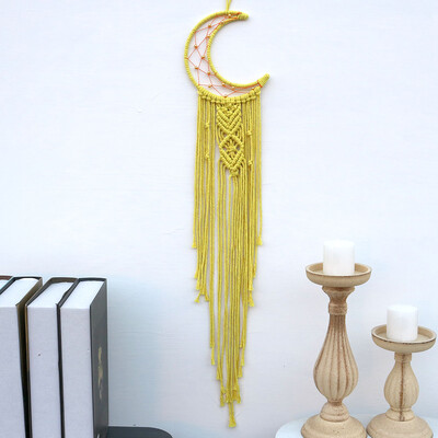 Kézzel készített Makramé Hold csillag Álomfogó falra akasztó Bohém Otthon Gobelin Dekor Lányok Gyerekek Dísz dekor Ajándék