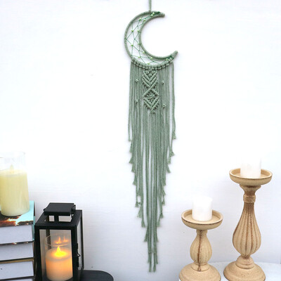 Kézzel készített Makramé Hold csillag Álomfogó falra akasztó Bohém Otthon Gobelin Dekor Lányok Gyerekek Dísz dekor Ajándék