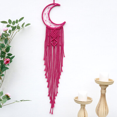 Kézzel készített Makramé Hold csillag Álomfogó falra akasztó Bohém Otthon Gobelin Dekor Lányok Gyerekek Dísz dekor Ajándék
