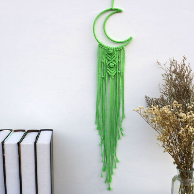 Kézzel készített Makramé Hold csillag Álomfogó falra akasztó Bohém Otthon Gobelin Dekor Lányok Gyerekek Dísz dekor Ajándék