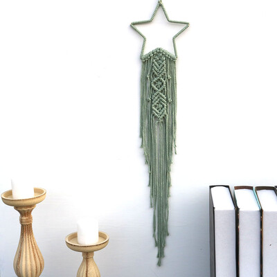 Kézzel készített Makramé Hold csillag Álomfogó falra akasztó Bohém Otthon Gobelin Dekor Lányok Gyerekek Dísz dekor Ajándék