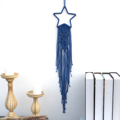 Kézzel készített Makramé Hold csillag Álomfogó falra akasztó Bohém Otthon Gobelin Dekor Lányok Gyerekek Dísz dekor Ajándék