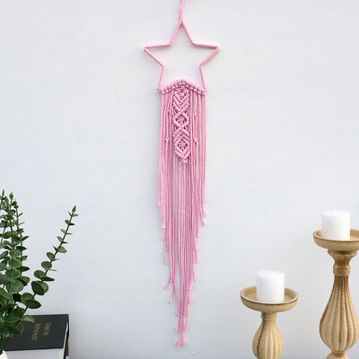 Kézzel készített Makramé Hold csillag Álomfogó falra akasztó Bohém Otthon Gobelin Dekor Lányok Gyerekek Dísz dekor Ajándék