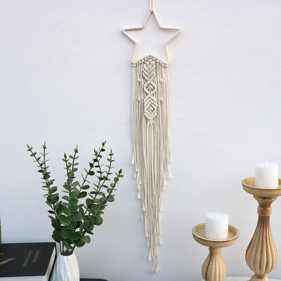 Kézzel készített Makramé Hold csillag Álomfogó falra akasztó Bohém Otthon Gobelin Dekor Lányok Gyerekek Dísz dekor Ajándék