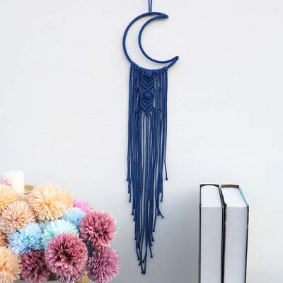 Kézzel készített Makramé Hold csillag Álomfogó falra akasztó Bohém Otthon Gobelin Dekor Lányok Gyerekek Dísz dekor Ajándék