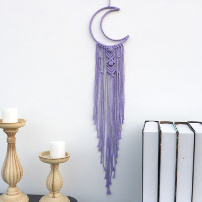 Kézzel készített Makramé Hold csillag Álomfogó falra akasztó Bohém Otthon Gobelin Dekor Lányok Gyerekek Dísz dekor Ajándék