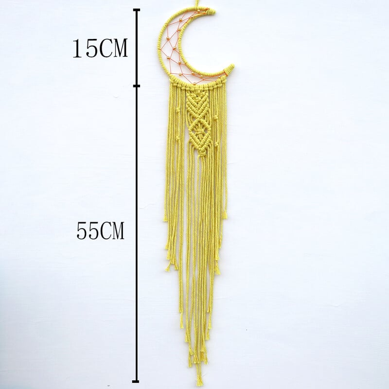 Kézzel készített Makramé Hold csillag Álomfogó falra akasztó Bohém Otthon Gobelin Dekor Lányok Gyerekek Dísz dekor Ajándék