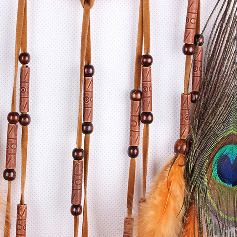 Klassikalised käsitsi valmistatud bambusest rõngad 18 cm kootud makrameem paabulinnu sulg rippuvate kaunistustega kaunistused koos peokingitustega kodukaunistuseks