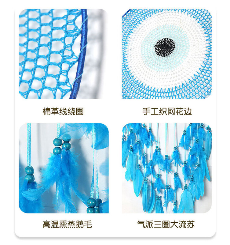 DIA40CM kék démon nagy álomfogó falra akasztó kézzel készített álomfogó szélcsengős medál indiai álomfogó otthoni dekorációhoz
