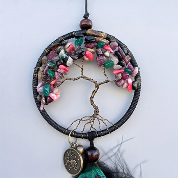 1 PC Mini Dream Catchers Tree of life για αυτοκίνητο με κρύσταλλο, πολύτιμος λίθος Suncatcher Hanging είναι εξατομικευμένη διακόσμηση σπιτιού