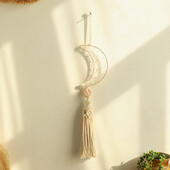 Macrame Moon álomfogó kristály falra akasztóval Bohomian stílusú csemege szobadekor Esztétikus hálószoba-nappali ajándékok