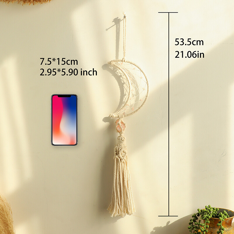 Macrame Moon álomfogó kristály falra akasztóval Bohomian stílusú csemege szobadekor Esztétikus hálószoba-nappali ajándékok