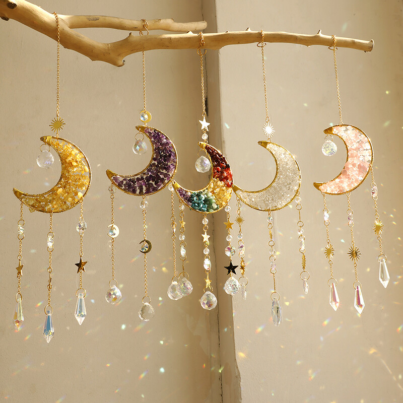 Cristal Sun Catcher Prisma Wind Chimes Moon Catchers Curcubeu Maker Prisma Decor suspendat Clopotel de vant Decorare gradina Cadou in aer liber