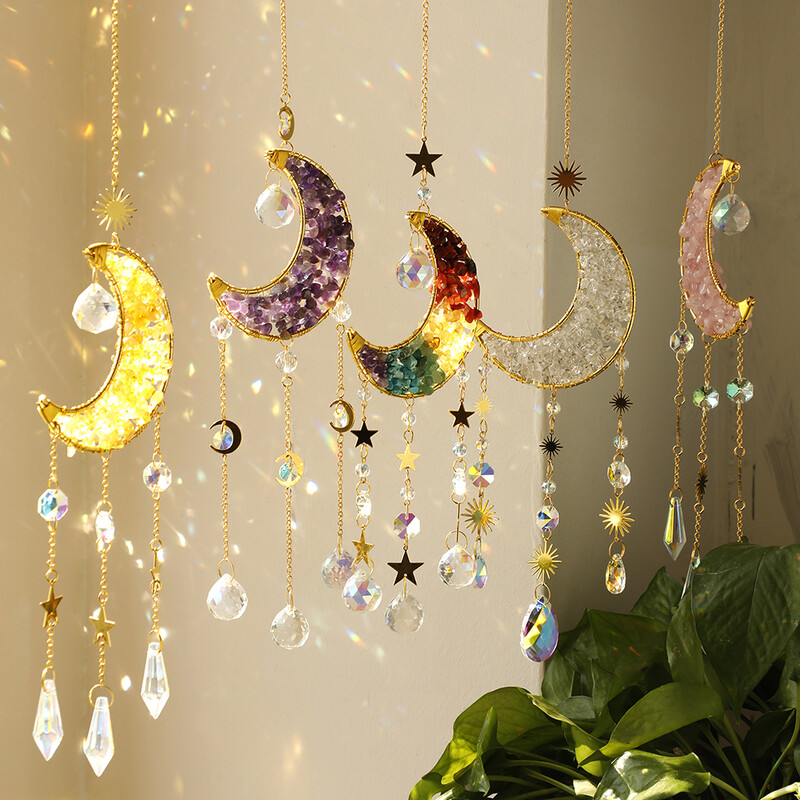 Cristal Sun Catcher Prisma Wind Chimes Moon Catchers Curcubeu Maker Prisma Decor suspendat Clopotel de vant Decorare gradina Cadou in aer liber