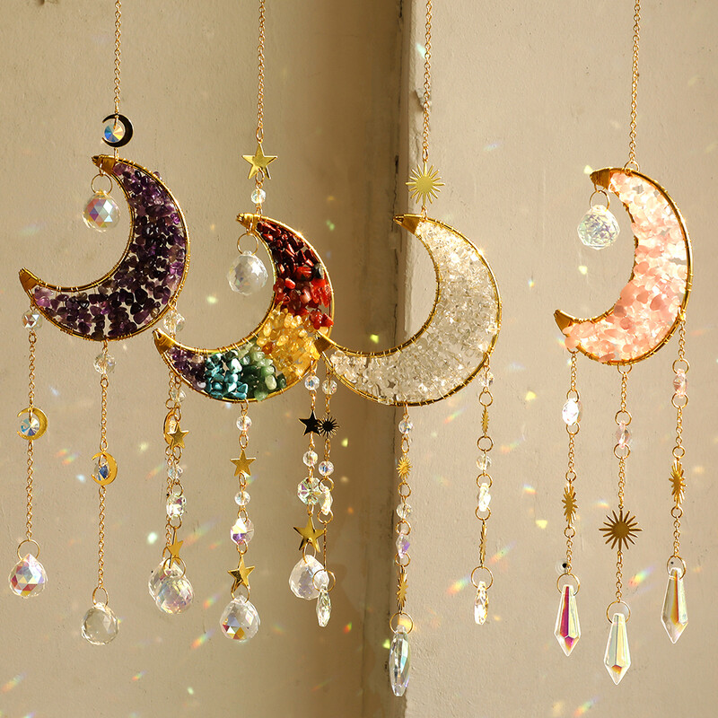 Cristal Sun Catcher Prisma Wind Chimes Moon Catchers Curcubeu Maker Prisma Decor suspendat Clopotel de vant Decorare gradina Cadou in aer liber