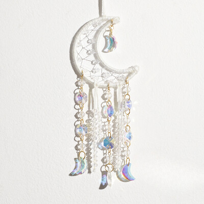 Természetes kavicsos hold kör alakú álomfogó háló kristály autó függő Romantikus otthon fali napfogó hangulat dekoráció