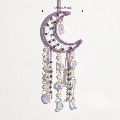 Természetes kavicsos hold kör alakú álomfogó háló kristály autó függő Romantikus otthon fali napfogó hangulat dekoráció