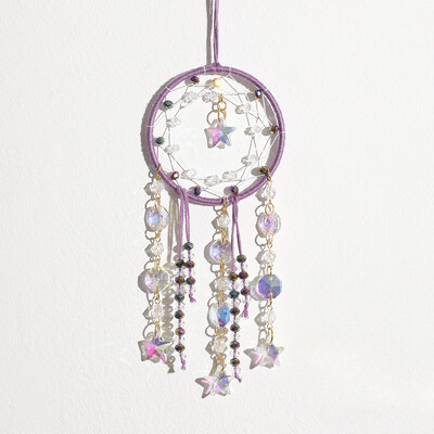 Természetes kavicsos hold kör alakú álomfogó háló kristály autó függő Romantikus otthon fali napfogó hangulat dekoráció