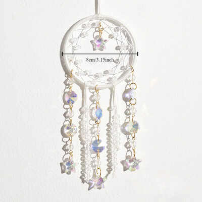 Természetes kavicsos hold kör alakú álomfogó háló kristály autó függő Romantikus otthon fali napfogó hangulat dekoráció