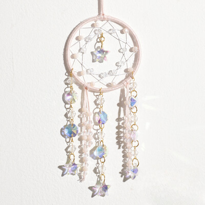 Természetes kavicsos hold kör alakú álomfogó háló kristály autó függő Romantikus otthon fali napfogó hangulat dekoráció