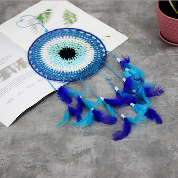 Dream Catcher Blue Feather Wind Chime Χειροποίητο Δωμάτιο για Κορίτσια Κρεβατοκάμαρα Κρεμαστό Κρεμαστό Στολίδι Δώρο Γενεθλίων Διακόσμηση σπιτιού