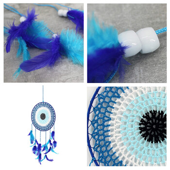 Dream Catcher Blue Feather Wind Chime Χειροποίητο Δωμάτιο για Κορίτσια Κρεβατοκάμαρα Κρεμαστό Κρεμαστό Στολίδι Δώρο Γενεθλίων Διακόσμηση σπιτιού