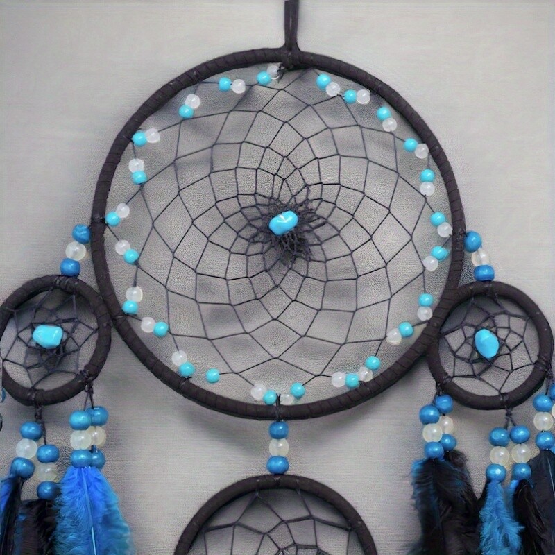 1vnt Blue Life Tree Feather Dream Catcher, bohemiško stiliaus namų apdaila, sienų apdaila, naujos namų dovanos