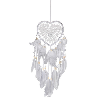 Love Heart Dream Catcher LED lámpa kézzel készített tollas falra akasztható álomfogó