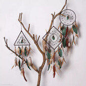 Nagy méretű álomfogók zöld geometrikus natív boho álomfogók hálószobához nappali fali dekorációhoz, karácsonyi ajándék fiúknak