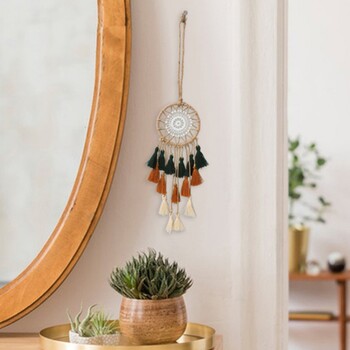 Μίνι Dream Catcher Macrame Διακοσμητικό Αυτοκινήτου Τοίχου Boho Διακόσμηση σπιτιού Μικρό Dreamcatcher Κρεμαστό τοίχο σκανδιναβικό στολίδι Μασκότ Δώρο