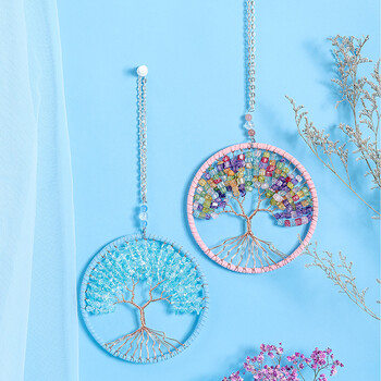 Κρεμαστό στολίδι Dream Catcher 11 cm Tree of Life Χειροποίητο Μωβ Ροζ Μπλε Παράθυρο Διακοσμήσεις τοίχου αυτοκινήτου για διακόσμηση γραφείου σπιτιού