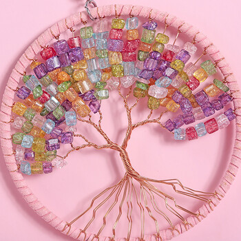 Κρεμαστό στολίδι Dream Catcher 11 cm Tree of Life Χειροποίητο Μωβ Ροζ Μπλε Παράθυρο Διακοσμήσεις τοίχου αυτοκινήτου για διακόσμηση γραφείου σπιτιού