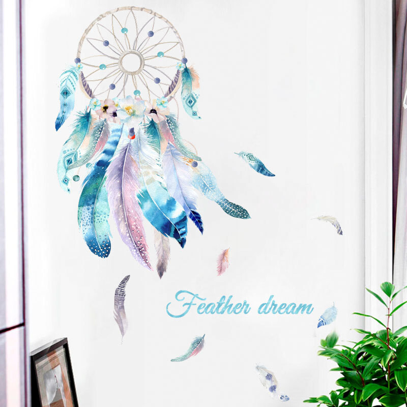 81x59cm Dreamcatcher uklonjive zidne naljepnice Crtani vinilni zidni ukrasi Naljepnice Pozadine za uređenje sobe za djevojčice Dječja spavaća soba