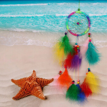 1 τεμ. Dream Catcher Διακόσμηση τοίχου Colorful Catcher Χειροποίητο Dream Catcher για κορίτσια Αγόρι Παιδικό Υπνοδωμάτιο Κρεμαστό Σαλόνι Γάμος