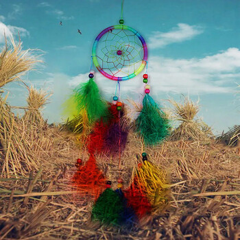 1 τεμ. Dream Catcher Διακόσμηση τοίχου Colorful Catcher Χειροποίητο Dream Catcher για κορίτσια Αγόρι Παιδικό Υπνοδωμάτιο Κρεμαστό Σαλόνι Γάμος