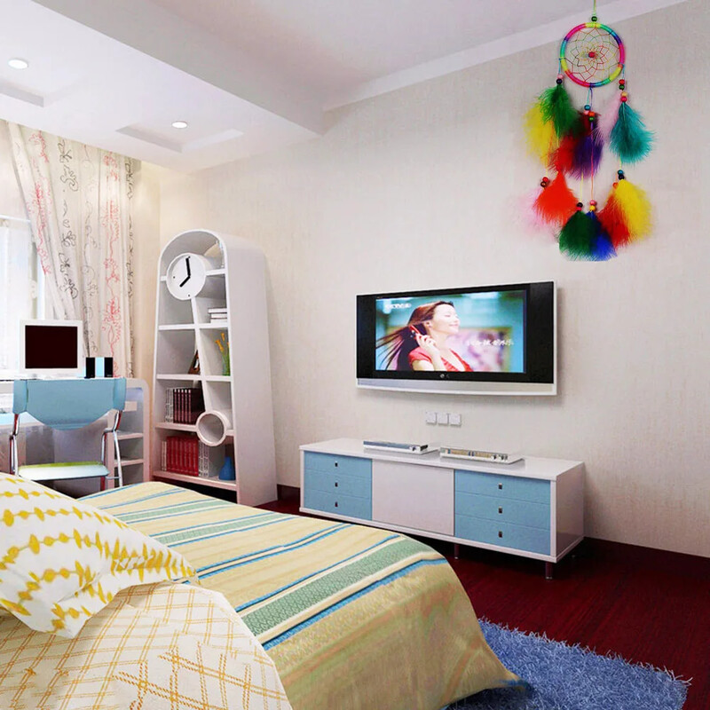 1 db Álomfogó fali dekoráció Színes, kézzel készített álomfogó lányoknak fiúknak gyerekeknek hálószoba falra akasztható nappali esküvő