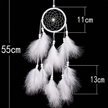 55cm Χειροποίητο Feather Dream Catcher Snow Διακόσμηση σπιτιού Ρετρό κυκλικά φτερά Dreamcatcher Κρεμαστό τοίχου Διακόσμηση για αυτοκίνητο