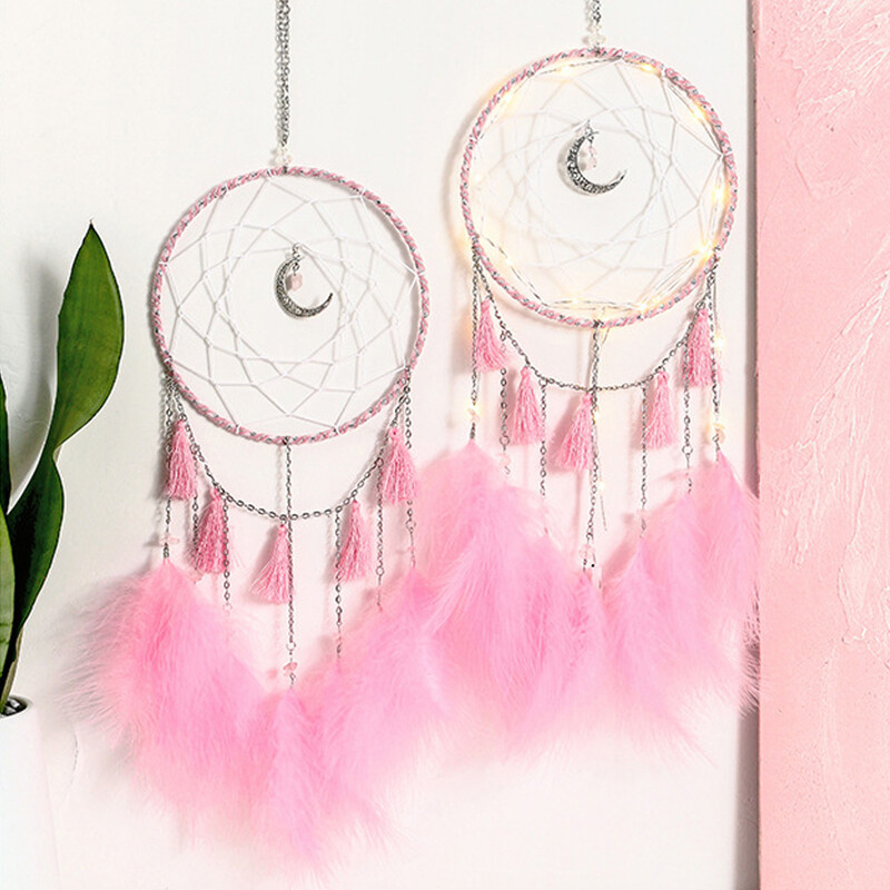 Karsta LED lampa lidojošs vēja zvani apgaismojums sapņu ķērējs ar rokām darināts dāvanu sapņu ķērējs spalvu kulons romantisks radošs sienas piekariņš